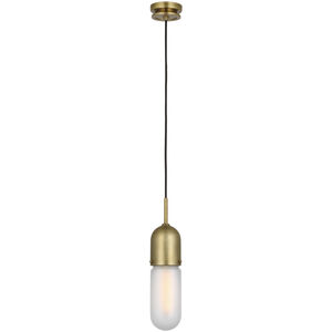 Thomas O'Brien Junio LED 4 inch Hand-Rubbed Antique Brass Pendant Ceiling Light in Frosted Glass
