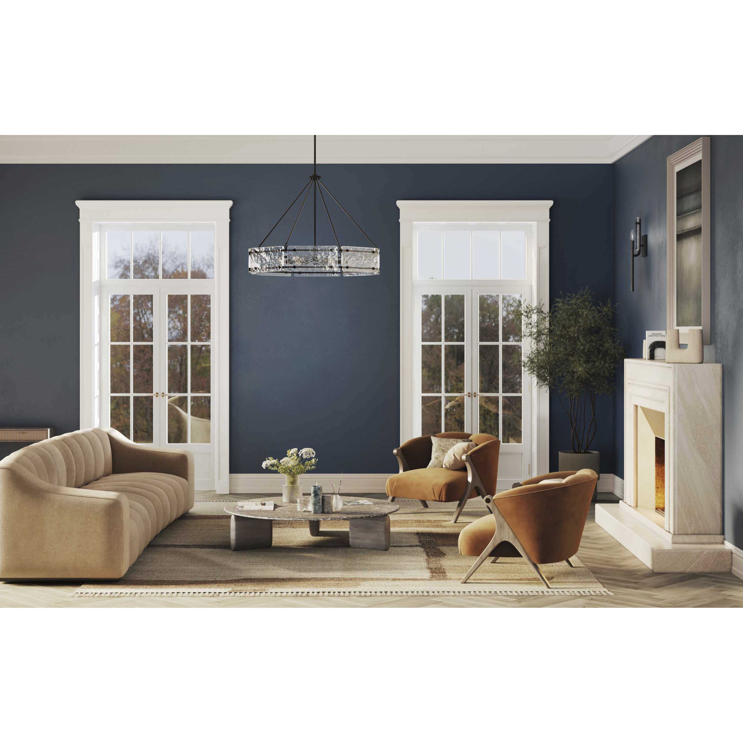 Rivera 6 Light 30 inch Matte Black Chandelier Ceiling Light, Design Series