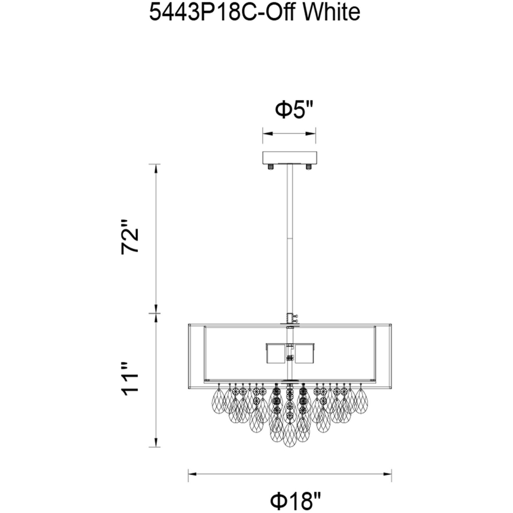 Dash 4 Light 18 inch Chrome Drum Shade Chandelier Ceiling Light in Off White