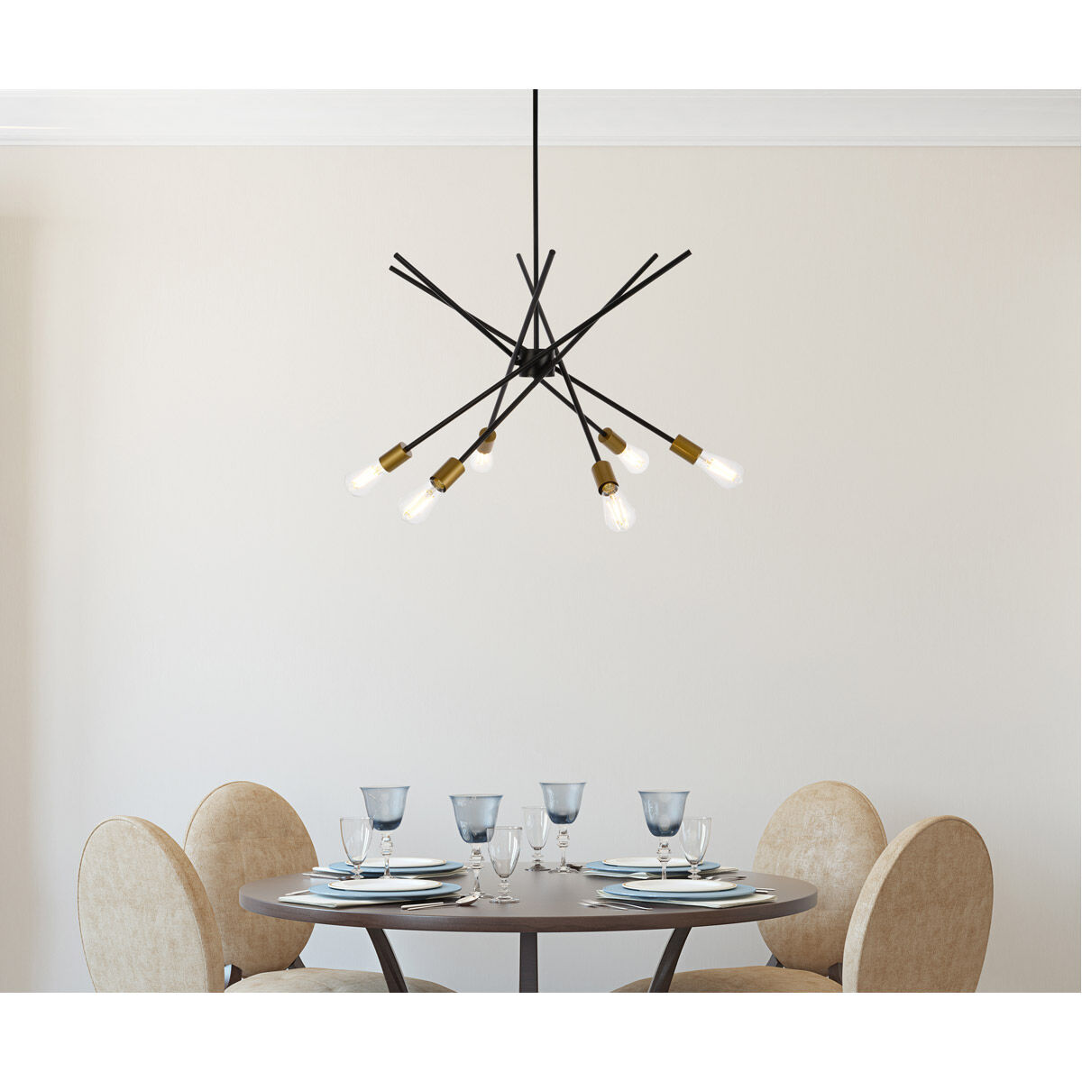 Armin 6 Light 32 inch Black and Brass Pendant Ceiling Light