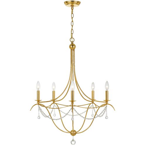 Metro 5 Light 27.5 inch Antique Gold Chandelier Ceiling Light
