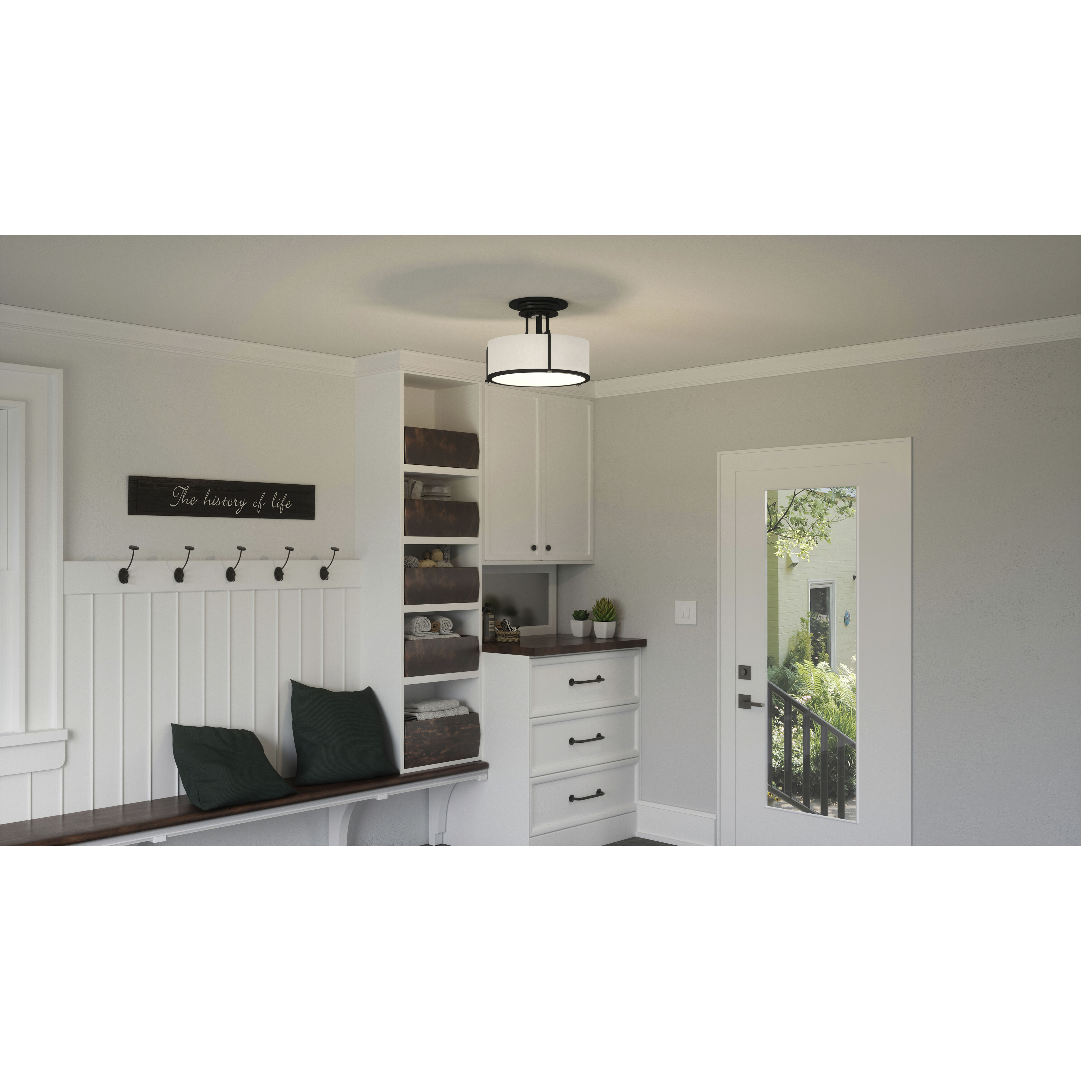 Rigel 3 Light 17.5 inch Earth Black Semi-Flush Mount Ceiling Light