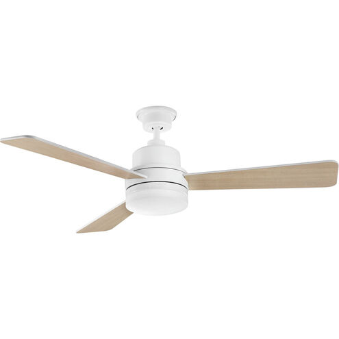 Boston 52 inch White with Reversible Natural Cherry/White Blades Ceiling Fan, Bowery + Grove LED