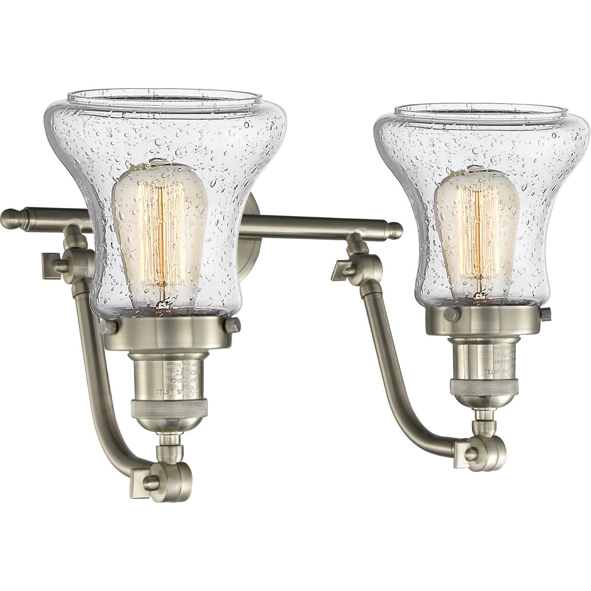 Franklin Restoration Bellmont 2 Light 18 inch Brushed Satin Nickel Bath Vanity Light Wall Light in Seedy Glass, Franklin Restoration