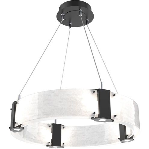 Parallel LED 23.9 inch Matte Black Chandelier Ceiling Light in 3000K LED, Clear Granite, Ring