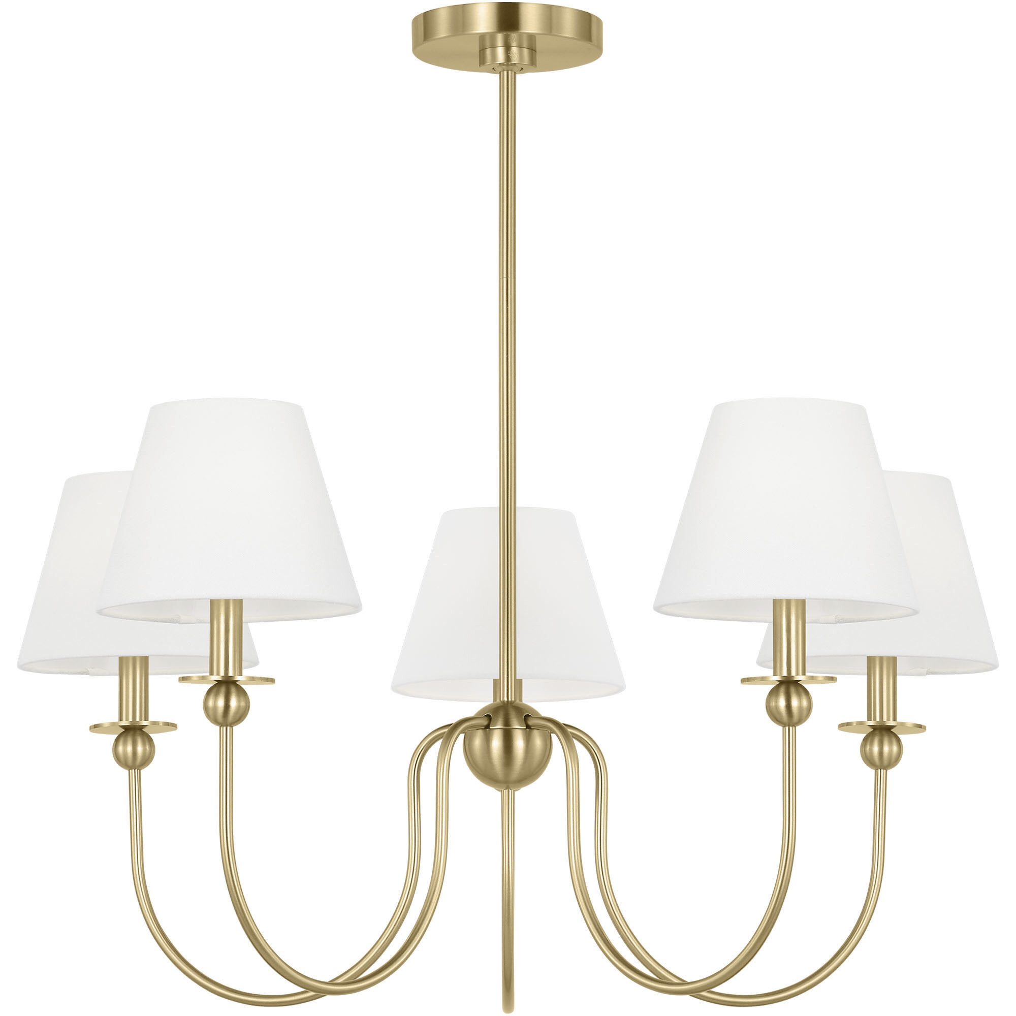 Drew & Jonathan Elsay 5 Light 29.75 inch Satin Brass Chandelier Ceiling Light, Medium