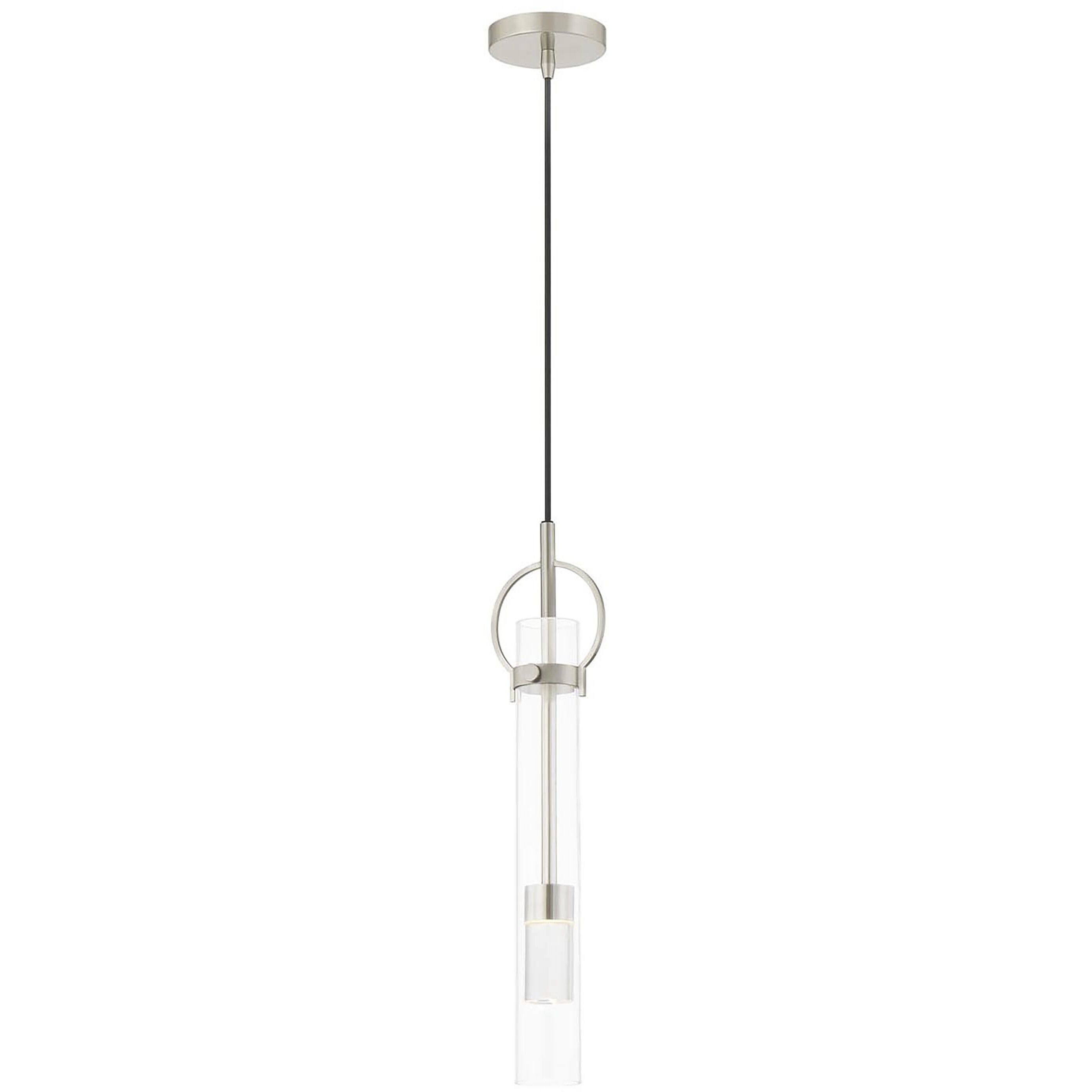 Justice Design FSN 4121 CLER NCKL Textile Collection Chloe Family LED 5 inch Brushed Nickel Pendant Ceiling Light