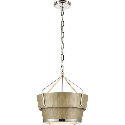 Marin 1 Light 14 inch Polished Nickel Pendant Ceiling Light in Corkwood/Polished Nickel