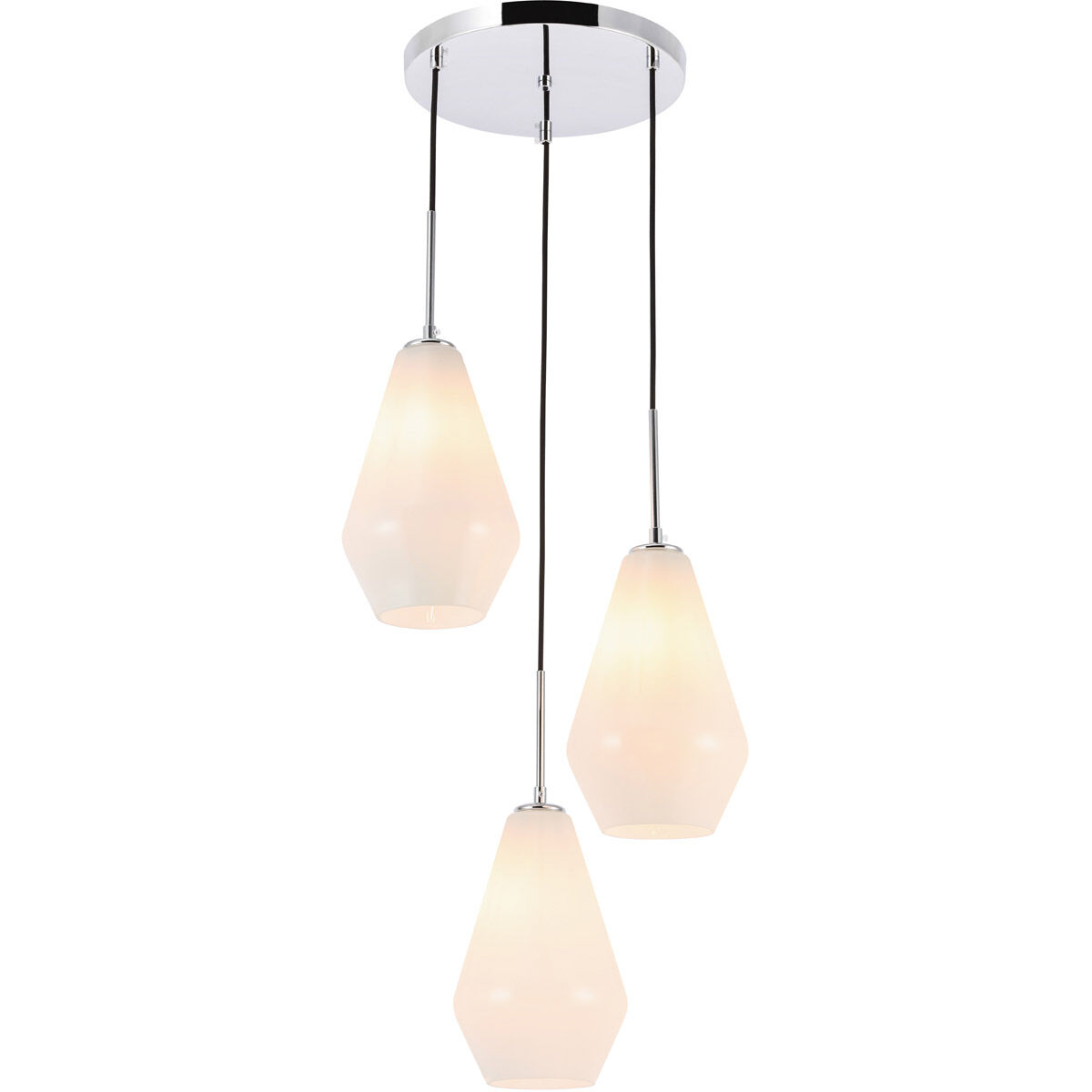 Gene 3 Light 17.3 inch Chrome Pendant Ceiling Light