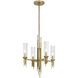 Torres 4 Light 18 inch Ribbed Glass/Vintage Brass Chandelier Ceiling Light
