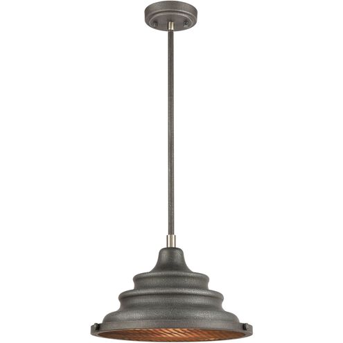 Carbondale 1 Light 14 inch Slate Mist with Satin Nickel Pendant Ceiling Light