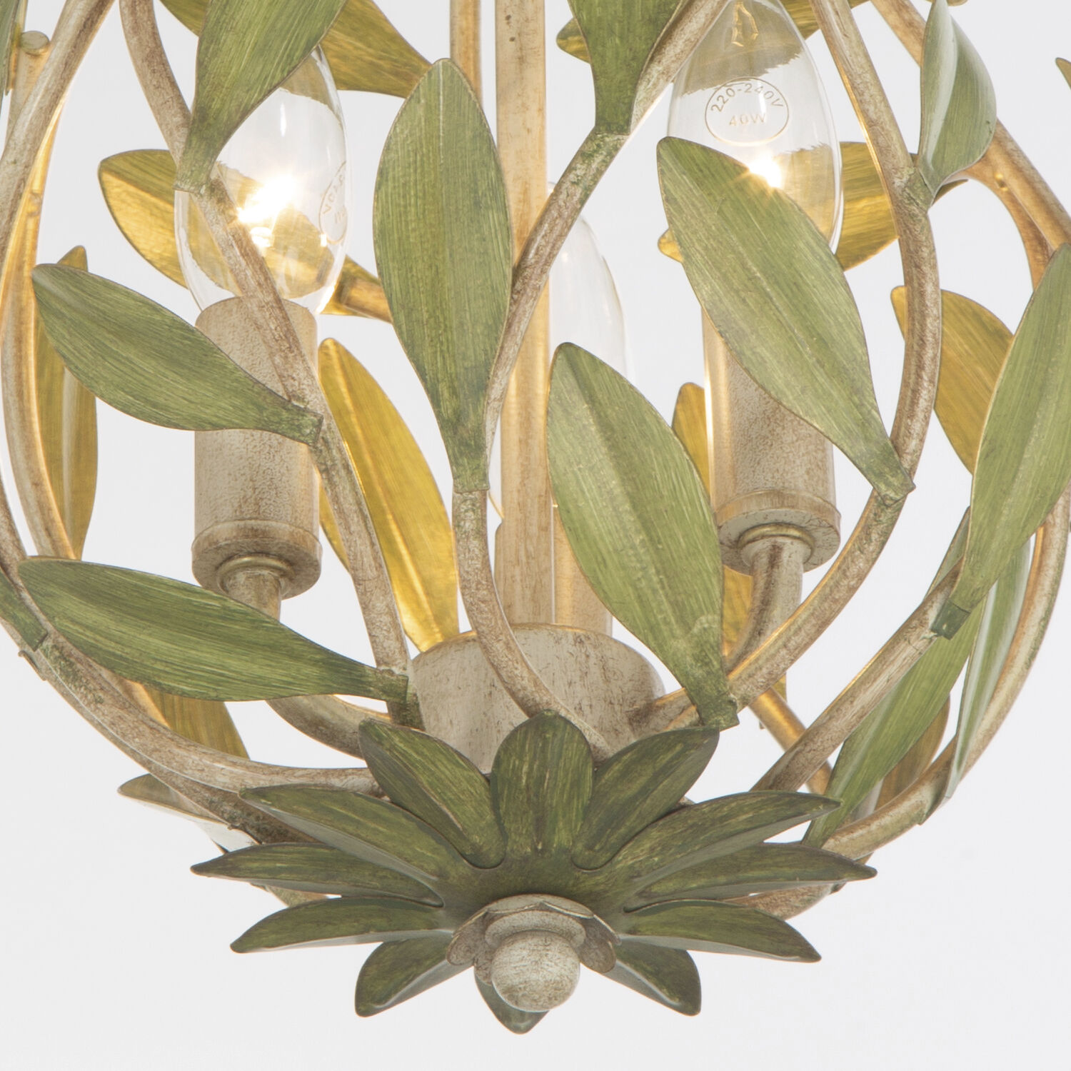 Broche 3 Light 9 inch Champagne Green Tea Chandelier Ceiling Light