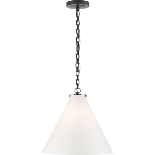 Thomas O'Brien Katie6 1 Light 15.75 inch Bronze Conical Pendant Ceiling Light in White Glass