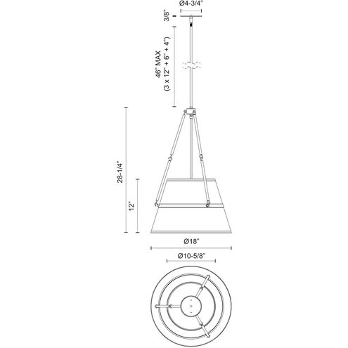 Alora Mood Oliver 1 Light 18 inch Aged Gold and White Linen Pendant Ceiling Light