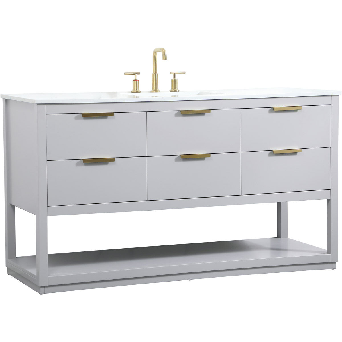 Larkin 60 X 22 X 34 inch Grey Vanity Sink Set