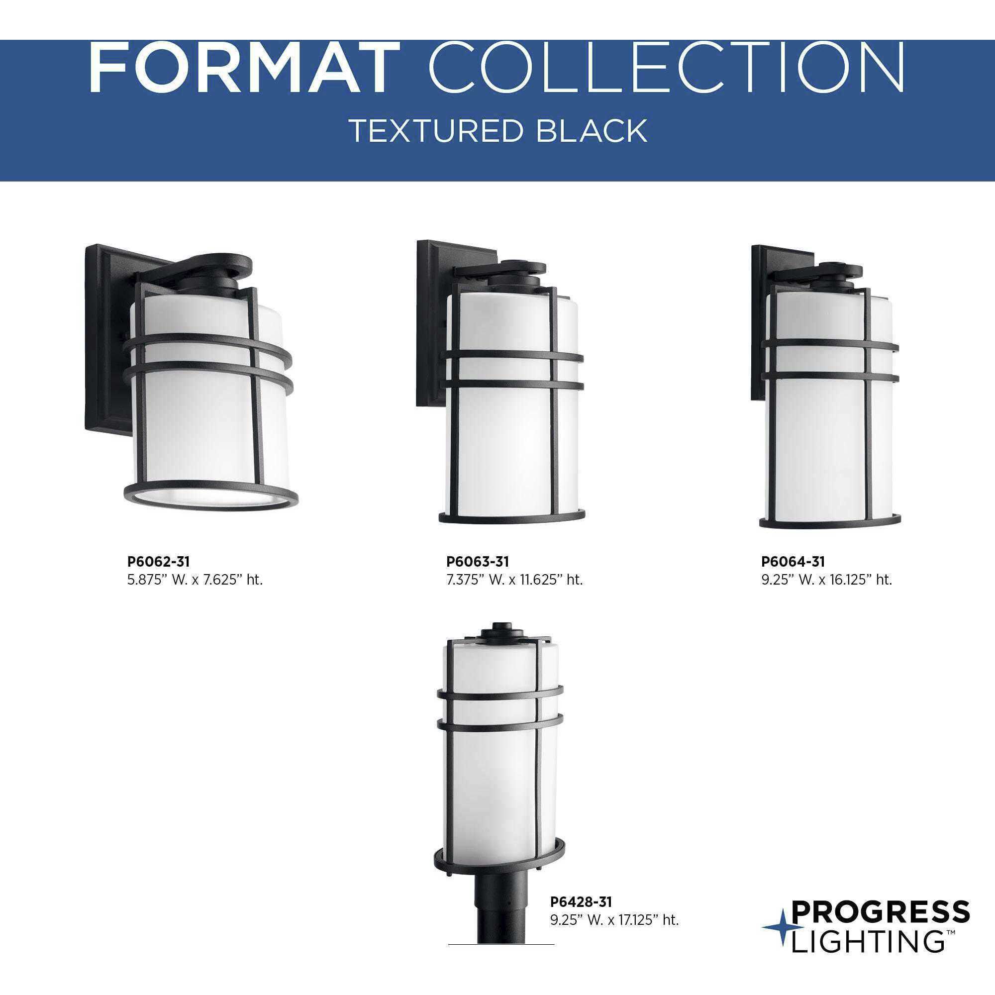 Format 1 Light 17 inch Textured Black Outdoor Post Lantern