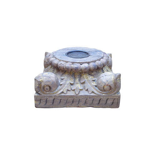 Antique Carved 12 X 8 inch Candle Holder