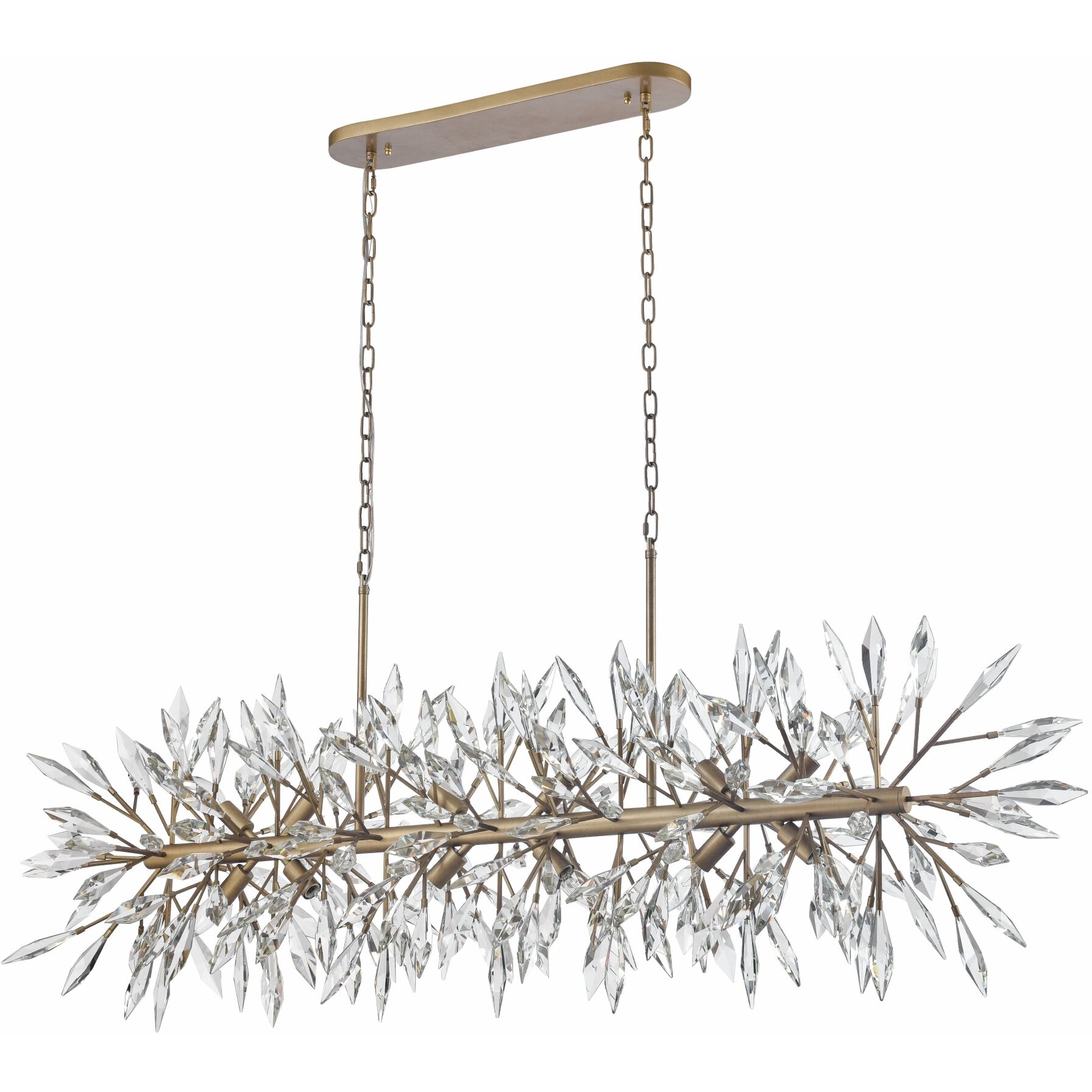Crystal Fusion 12 Light 60 inch Peruvian Gold Linear Chandelier Ceiling Light