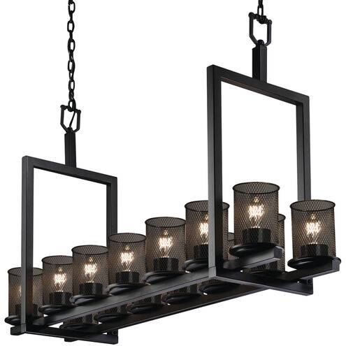 Wire Mesh 14 Light 13 inch Matte Black Chandelier Ceiling Light, Cylinder