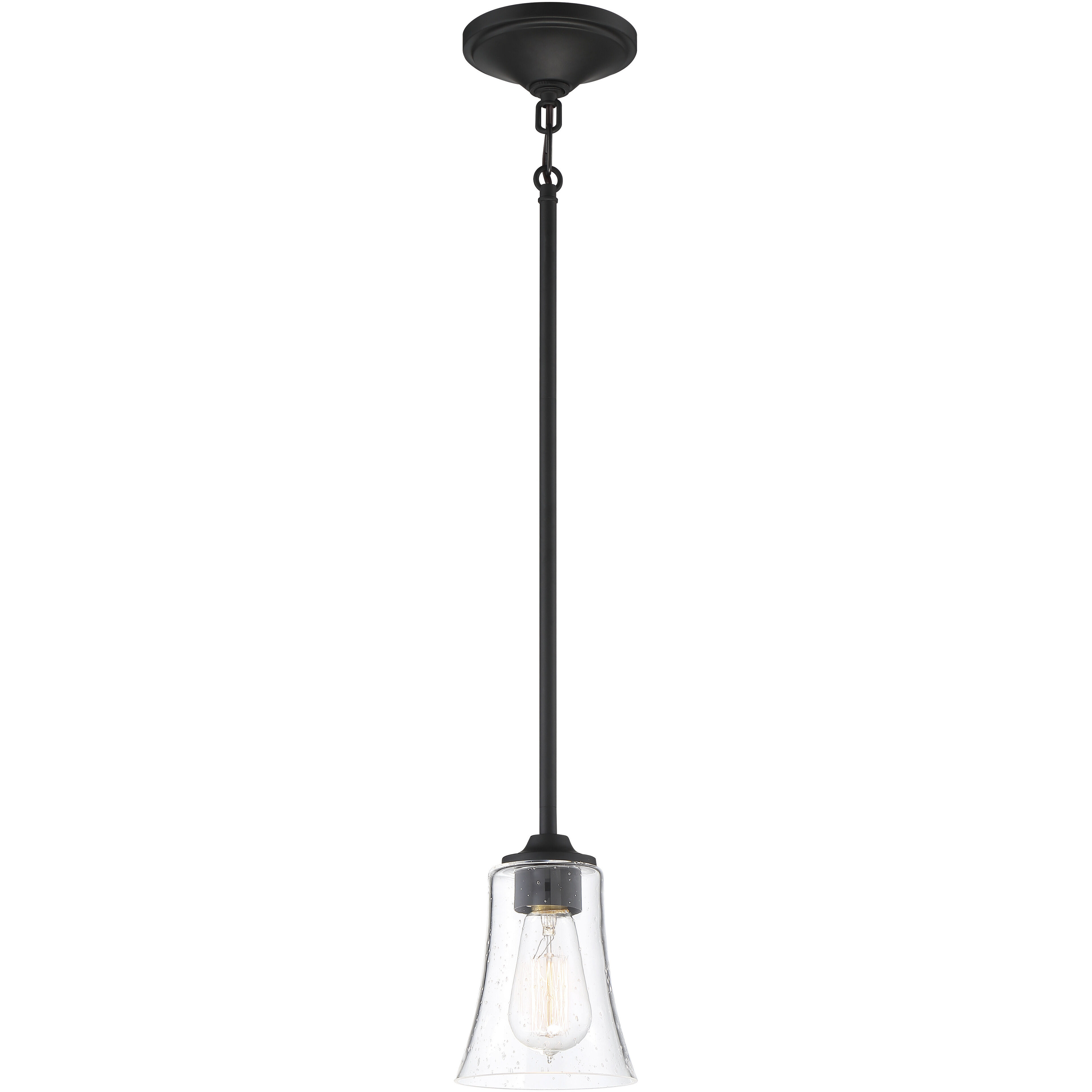 Neighborhood Gwyneth 1 Light 5.13 inch Flat Black Mini Pendant Ceiling Light in Clear Seeded, Neighborhood Collection