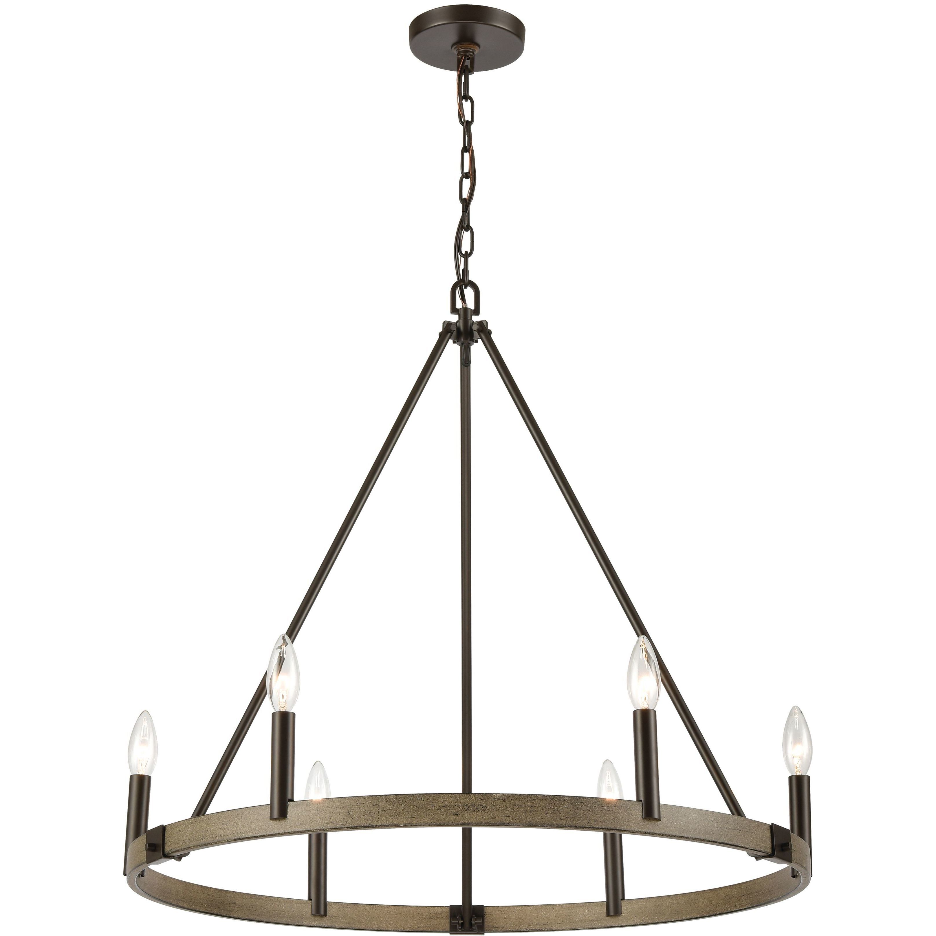 Transitions 6 Light 27 inch Oil Rubbed Bronze Chandelier Ceiling Light
