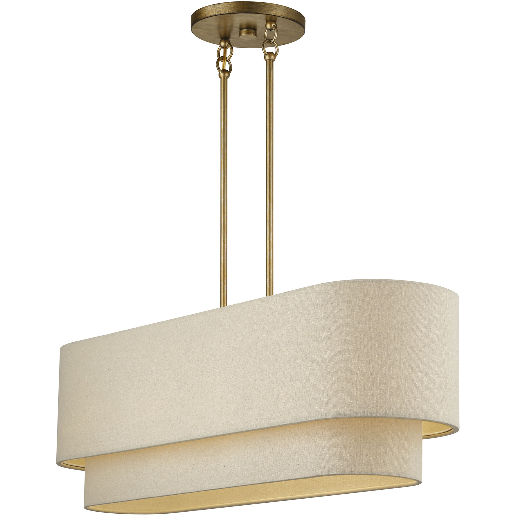 Bellingham 4 Light 36 inch Antique Gold Leaf Linear Chandelier Ceiling Light, Large