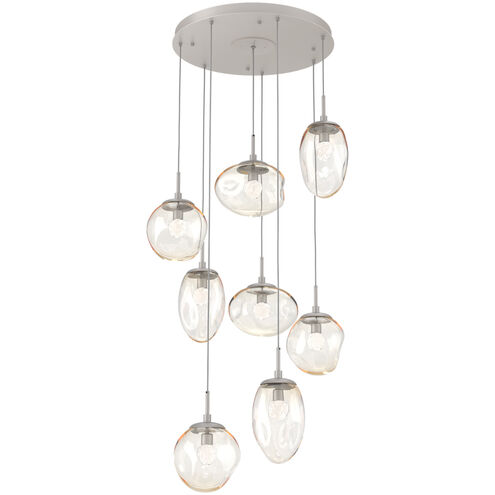 Cosmos LED LED 31.9 inch Beige Silver Chandelier Ceiling Light in 3000K LED, Metallic Beige Silver, Clear Floret Inner with Amber Cosmos Outer, Round Multi-Port