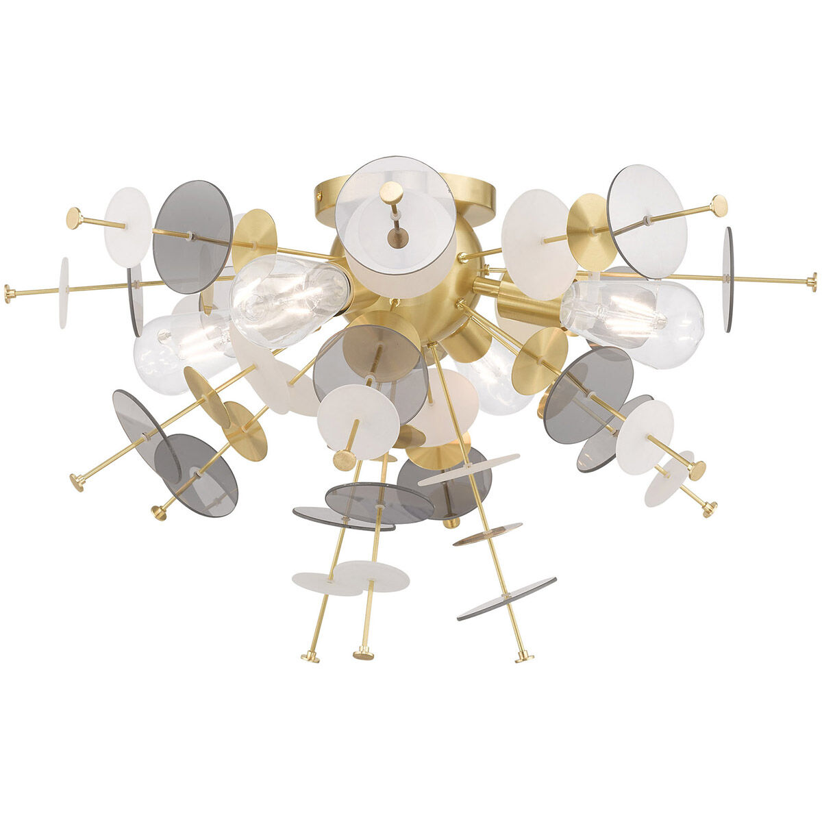 Circulo 4 Light 24 inch Satin Brass Flush Mount Ceiling Light