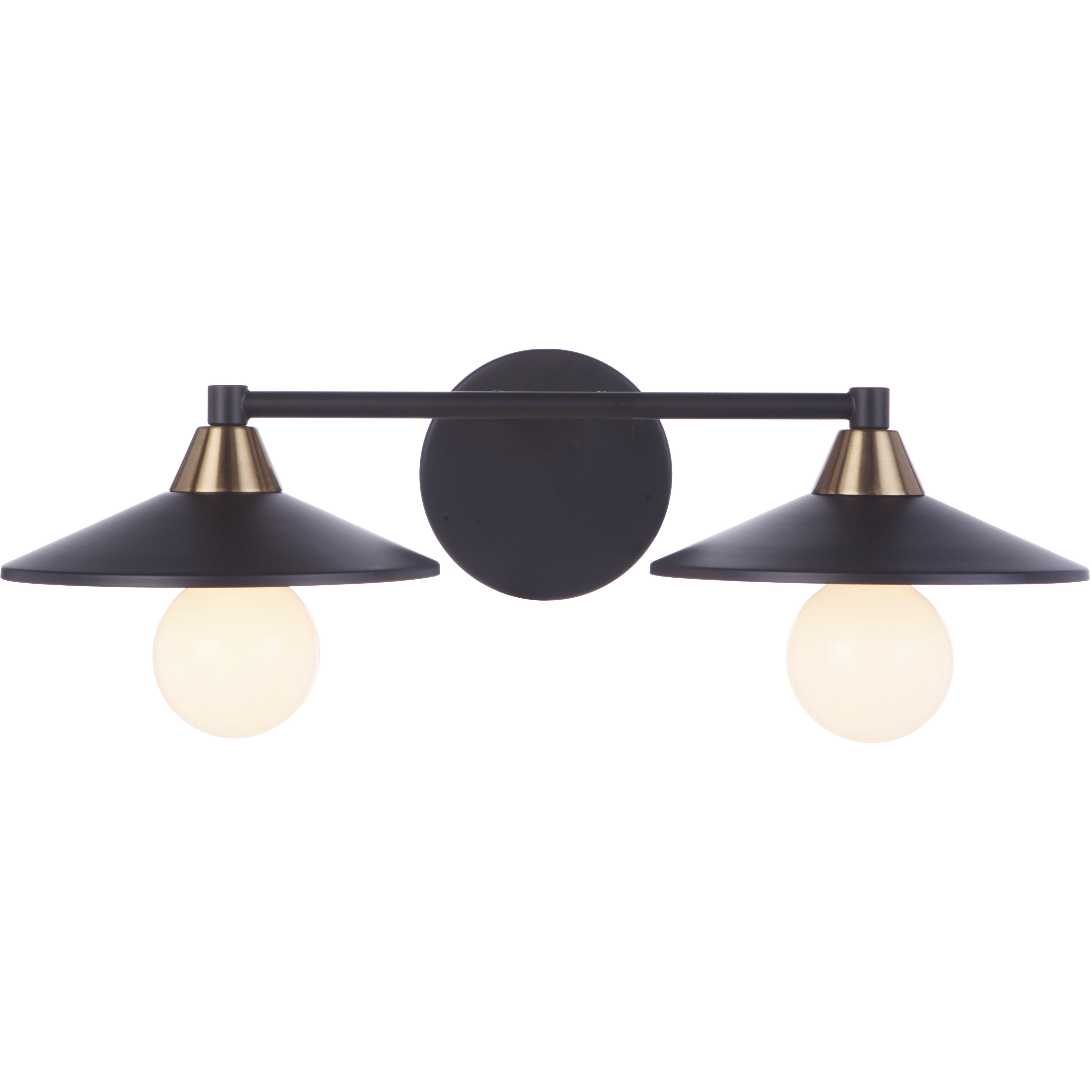 Isaac 2 Light 19.25 inch Flat Black/Satin Brass Vanity Light Wall Light in Flat Black and Satin Brass