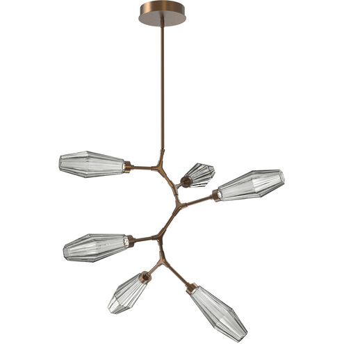 Aalto LED 38.8 inch Flat Bronze Chandelier Ceiling Light in Optic Rib Smoke, 2700K LED, Modern Vine