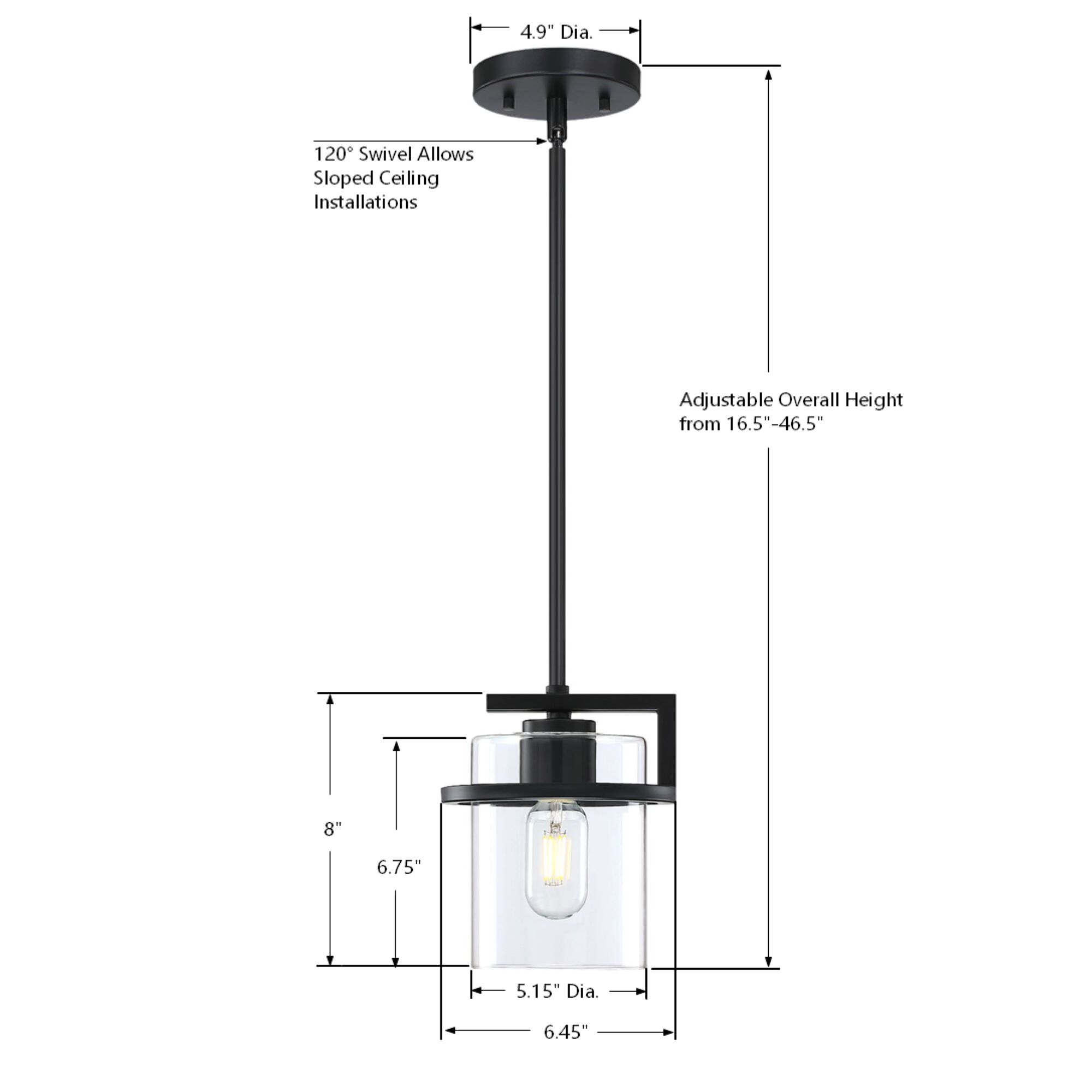 Halo 1 Light 7 inch Black Mini Pendant Ceiling Light