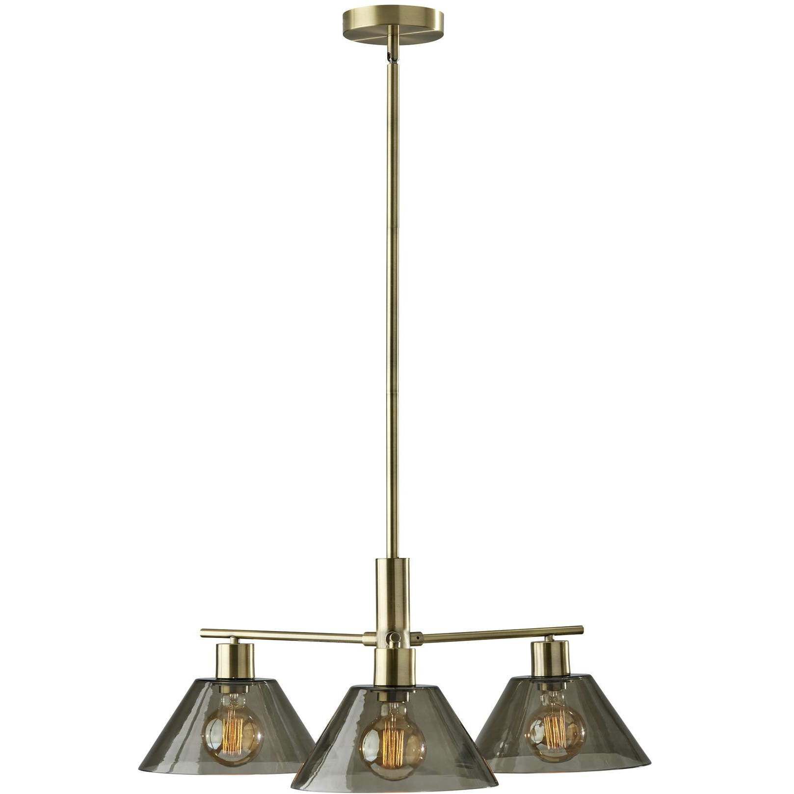 Zoe 3 Light 25.5 inch Antique Brass Chandelier Ceiling Light