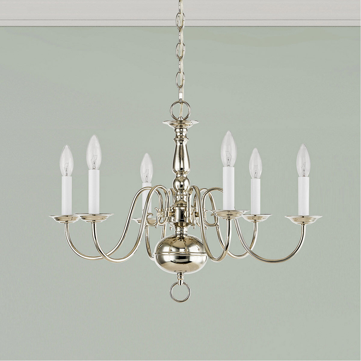 Williamsburgh 6 Light 24 inch Polished Nickel Chandelier Ceiling Light