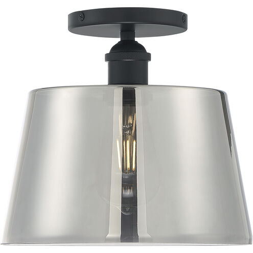 Motif 1 Light 10 inch Black and Smoked Glass Semi Flush Mount Fixture Ceiling Light