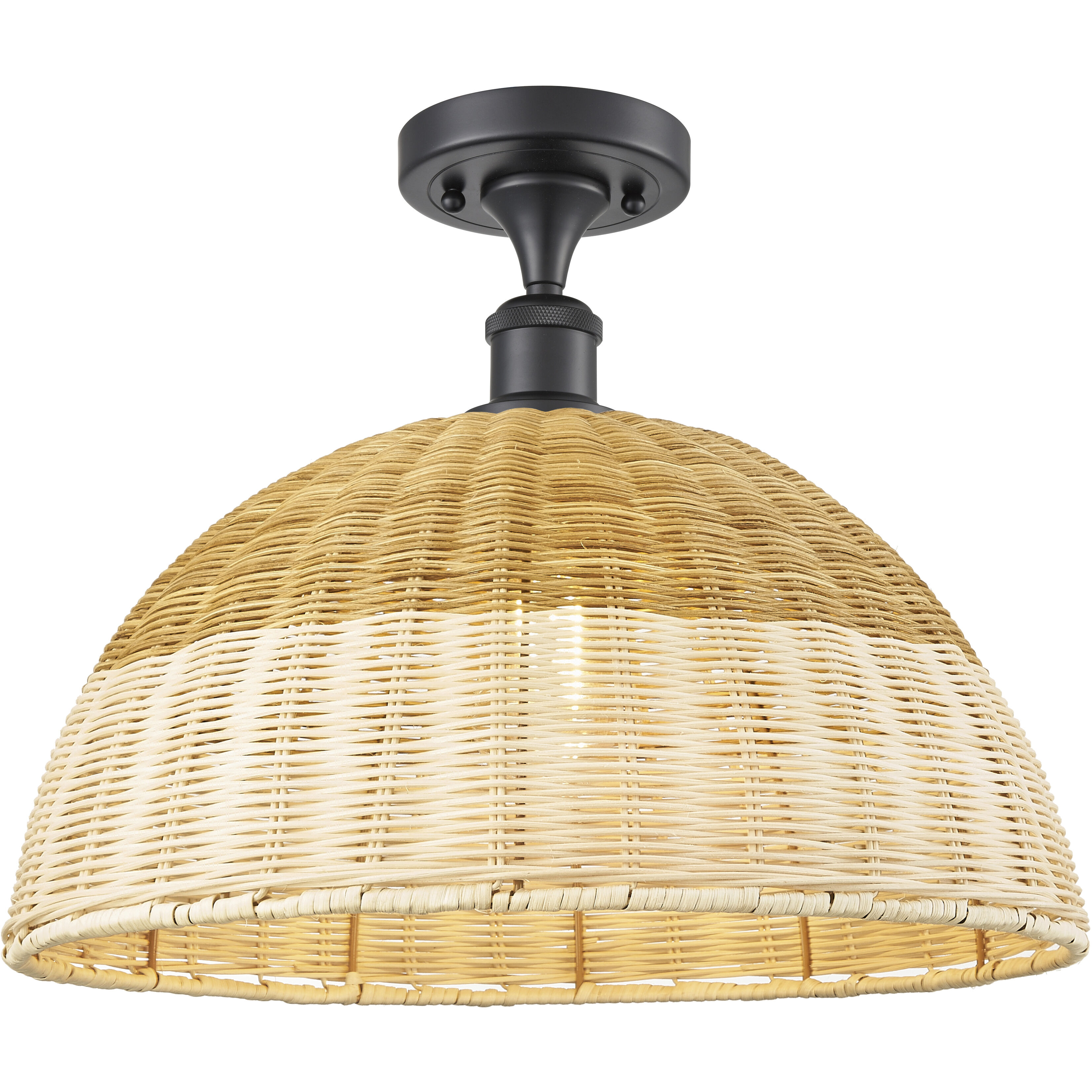 Ballston Bristol Natural II 1 Light 15.75 inch Matte Black Semi-Flush Mount Ceiling Light