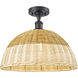 Ballston Bristol Natural II 1 Light 15.75 inch Matte Black Semi-Flush Mount Ceiling Light
