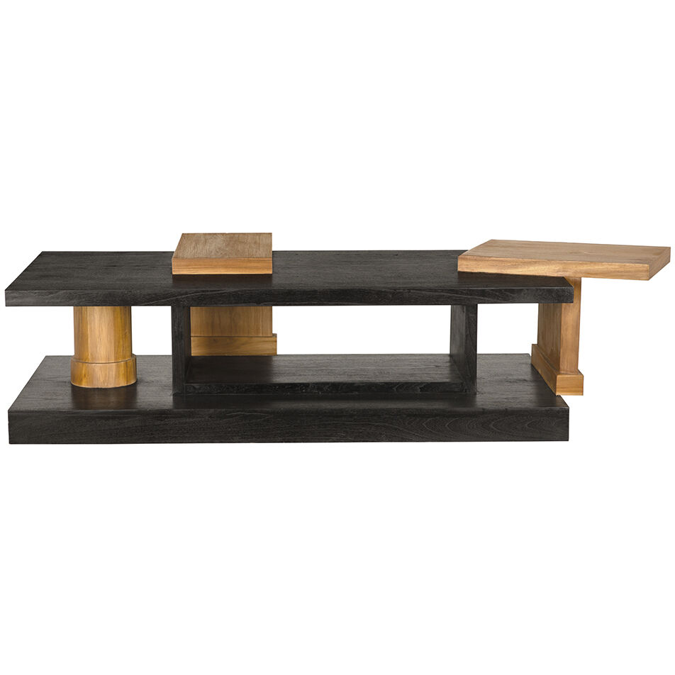 Fleming 79 X 33 inch Charcoal Black and Clear Coat Flat Coffee Table