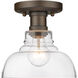 Yep Carver 1 Light 7.5 inch Rubbed Bronze Flush Mount Ceiling Light in Clear Glass