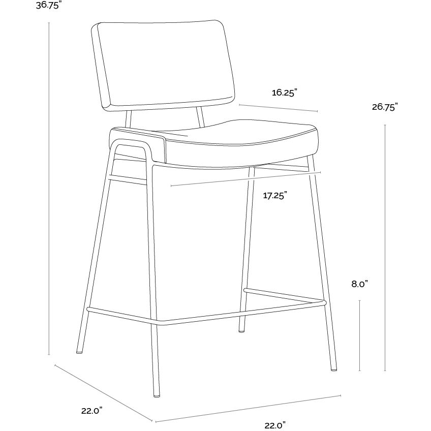 Brinley 36.75 inch Gold / Nightfall Black / Chacha Grey Counter Stool