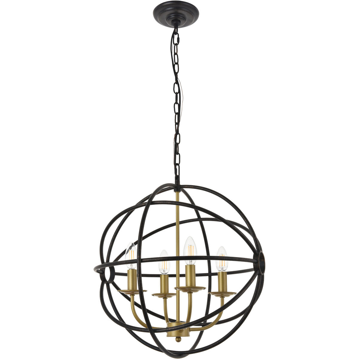 Octavia 4 Light 18 inch Brass and Dark Brown Pendant Ceiling Light