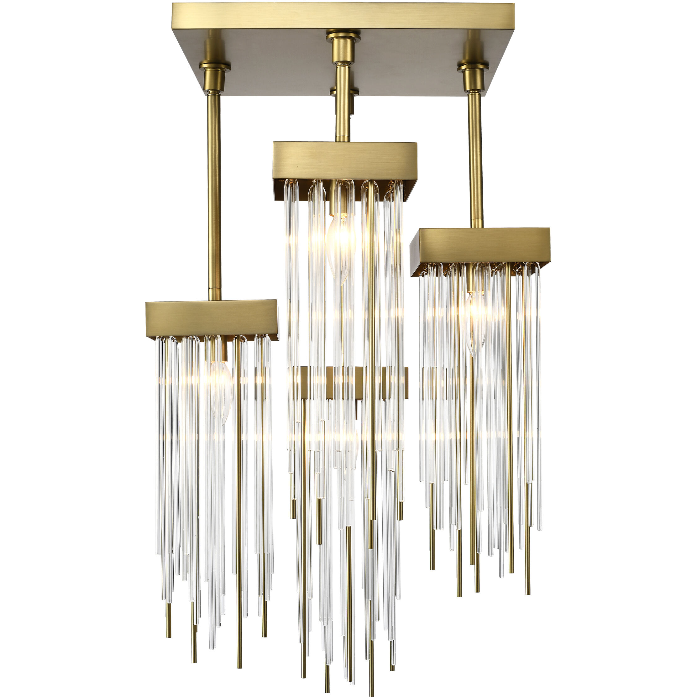 Waterfall 4 Light 18 inch Aged Brass Semi Flush Ceiling Light