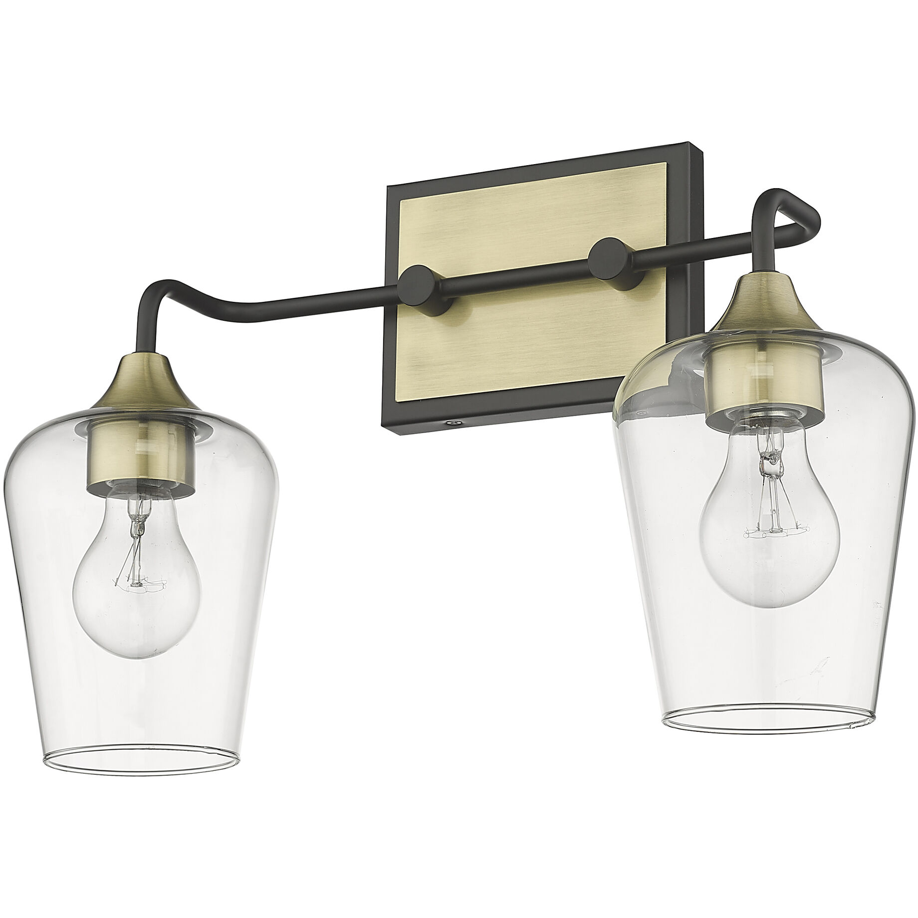 Gladys 2 Light 17 inch Matte Black and Antique Brass Vanity Light Wall Light