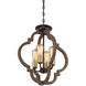 Bohemian 4 Light 16.88 inch Barrelwood with Brass Convertible SemiFlush/Pendant Ceiling Light