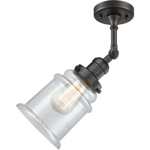 Franklin Restoration Canton LED 6 inch Oil Rubbed Bronze Semi-Flush Mount Ceiling Light in Clear Glass, Franklin Restoration