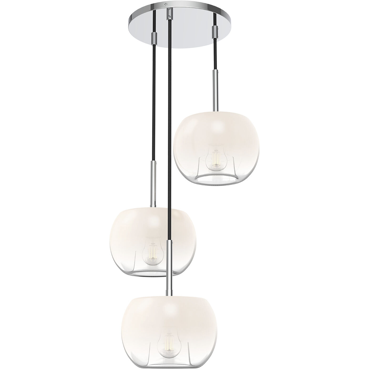 Samar 3 Light 14 inch Chrome/Opal Glass Chandelier Ceiling Light in Transition Opal Glass