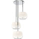 Samar 3 Light 14 inch Chrome/Opal Glass Chandelier Ceiling Light in Transition Opal Glass