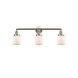 Franklin Restoration Small Bell 3 Light 30 inch Brushed Satin Nickel Bath Vanity Light Wall Light in Matte White Glass, Franklin Restoration