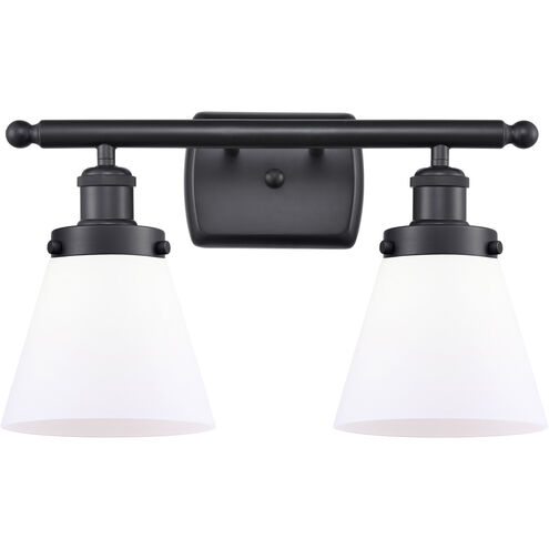 Ballston Small Cone LED 16 inch Matte Black Bath Vanity Light Wall Light in Matte White Glass, Ballston