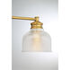Transitional 3 Light 24.25 inch Natural Brass Vanity Light Wall Light