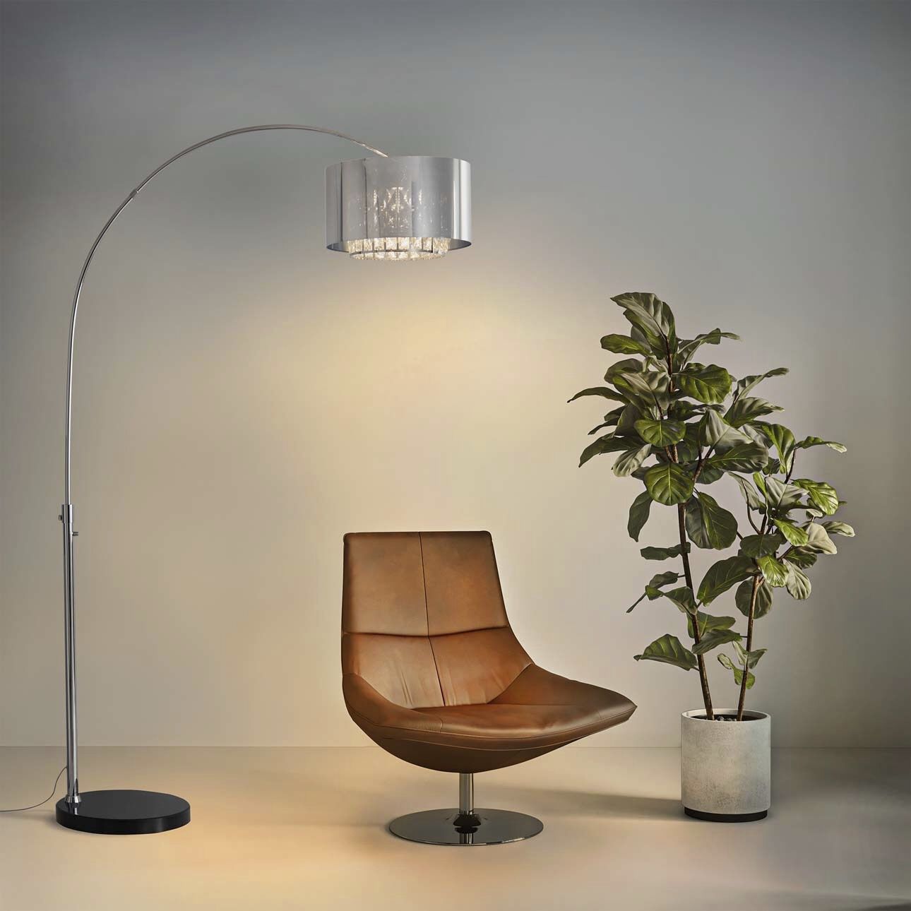 Marilyn 90 inch 150.00 watt Polished Chrome and Black Arc Floor Lamp Portable Light